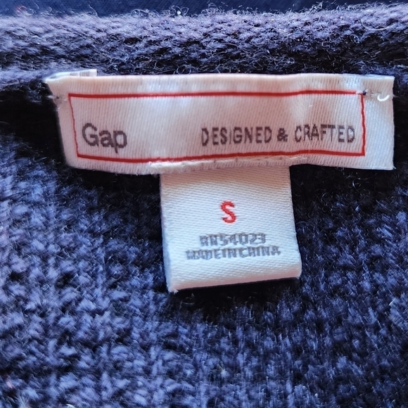 Gap Ribbed Navy Blue Sweater Women's Small S Round Neck Side Slits Cotton Wool - Picture 7 of 8